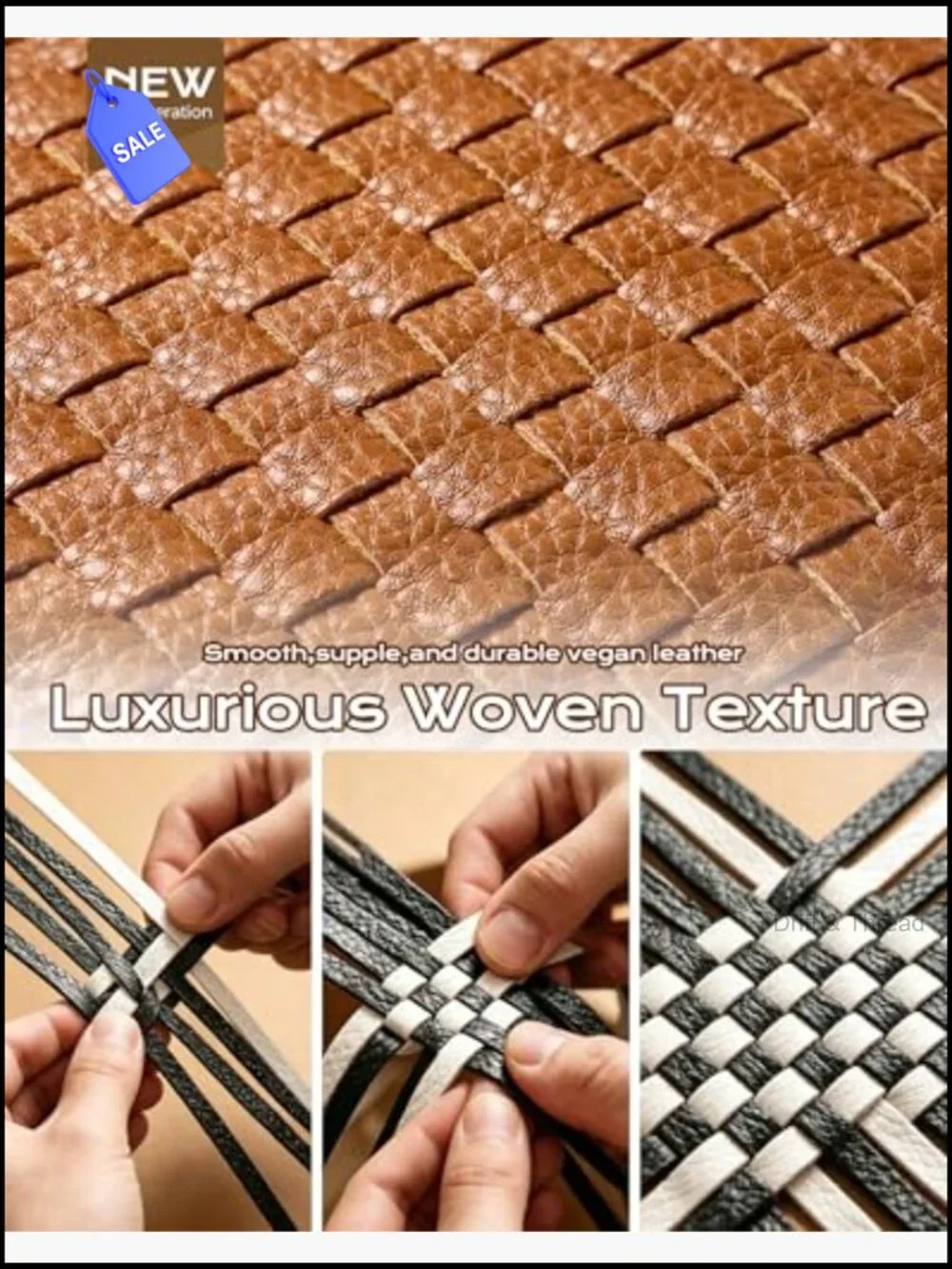 Woven Checkered Crossbody Bum Bag Convertible Waist Pack Faux Leather Zipper